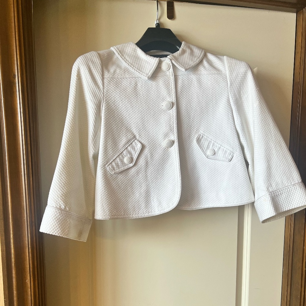 Apostrophe Jacket, White Button Down Swing Coat - image 1